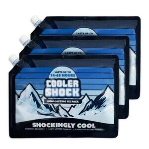 Cooler Shock Reusable Ice Packs for Cooler - Long Lasting Cold Freezer Packs 3pc